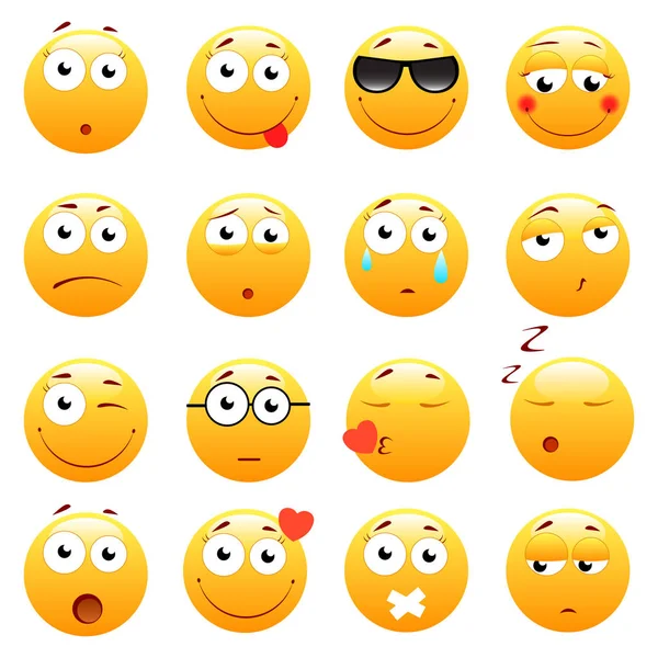 3D-s aranyos hangulatjelek halmaza. Emoji és mosoly ikonok. Elszigetelt fehér background. vektoros illusztráció. — Stock Vector