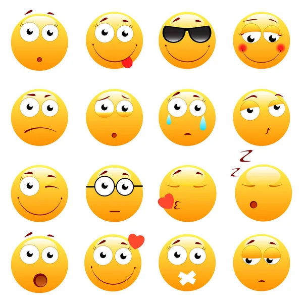3d şirin ifadeler kümesi. Emoji ve gülümseme simgeler. Beyaz arka plan üzerinde izole. vektör çizim.