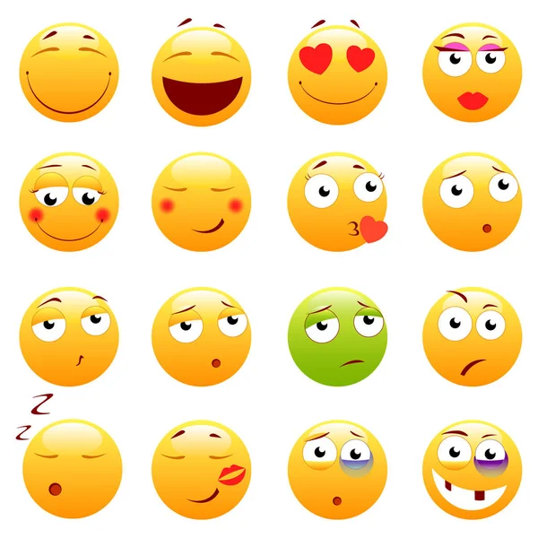 3d şirin ifadeler kümesi. Emoji ve gülümseme simgeler. Beyaz arka plan üzerinde izole. vektör çizim.