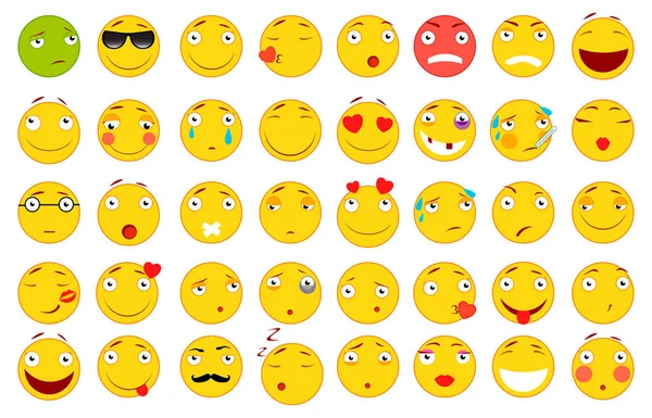 Satz von Emoticons. Emojis. flache Illustrationen. Vektordatei für Ihr Webdesign. weißer Hintergrund. — Stockvektor