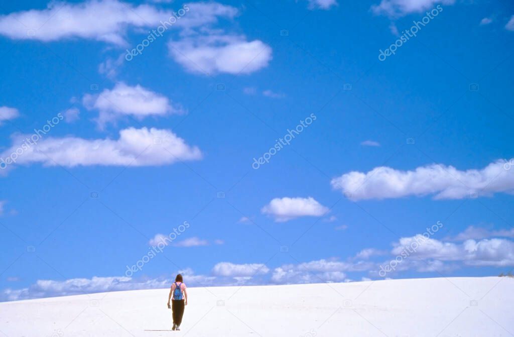 Hiker in White Sands National Monument New Mexico