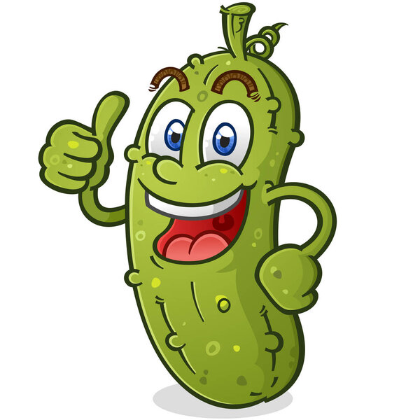 Pickle Cartoon Character Giving a Thumbs Up