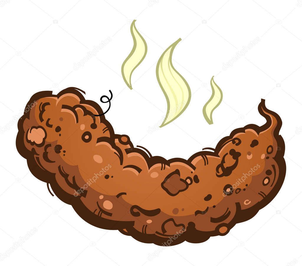Poop Turd Illustration With Yellow Gassy Fumes