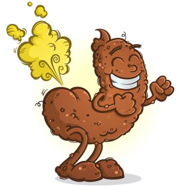 Poop Cartoon Character Blowing a Big Fart clipart