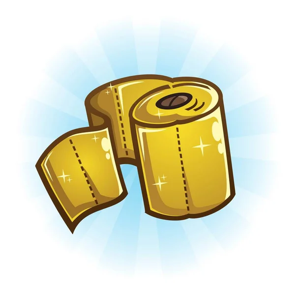 Редкий Рулон Блестящей Золотой Туалетной Бумаги — стоковый вектор