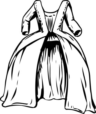 Outined 18 yüzyıl yuvarlak elbisesi