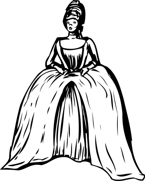 Mujer Delineada con Vestido Redondo y Estómago — Archivo Imágenes Vectoriales