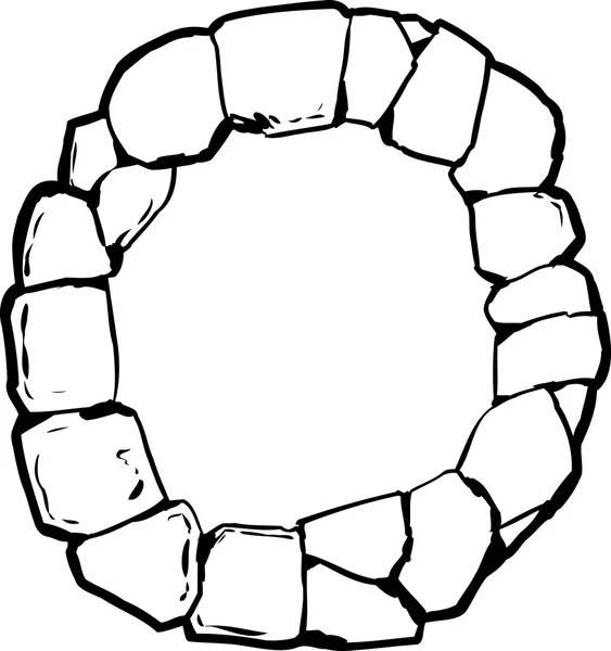 Delineato vecchio anello di pietra per bene — Vettoriale Stock