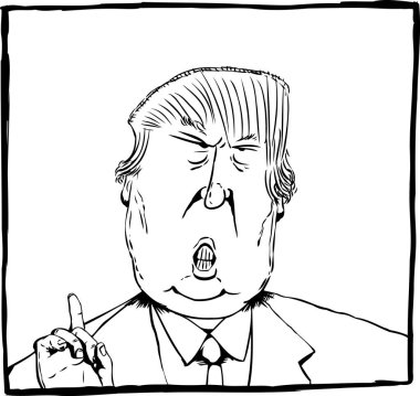 Donald Trump karikatür anahat karikatürü