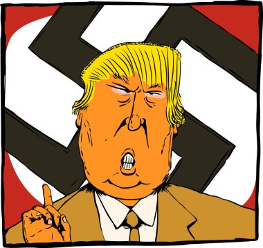 Donald Trump turuncu renkli Nazi olarak karikatürü