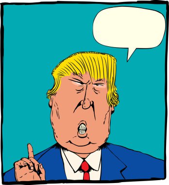 Donald Trump ile sözcük balonu karikatürü