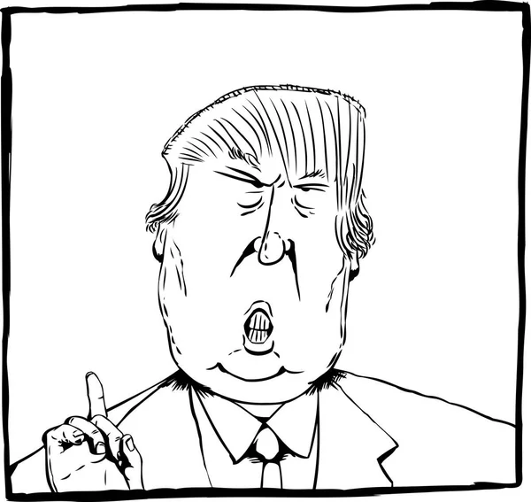 Donald Trump karikatür anahat karikatürü — Stok Vektör
