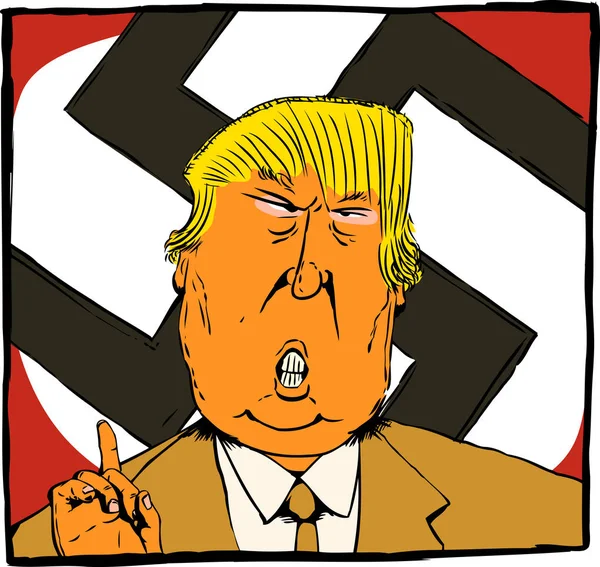 Karikatur Donald Trump sebagai Nazi Berwarna Oranye - Stok Vektor