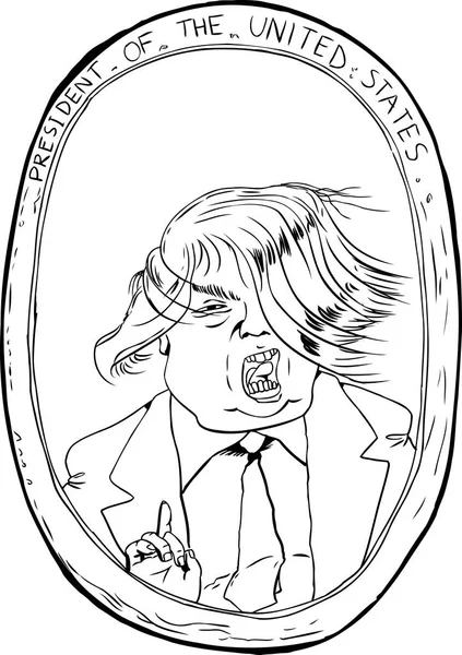 Décrivez bande dessinée de Trump en colère avec des cheveux errants — Image vectorielle