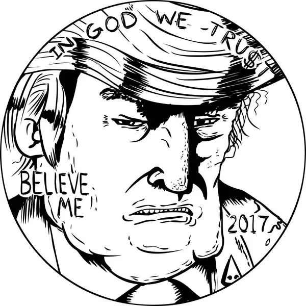 Nastínil Donald J. Trump v Penny — Stockový vektor