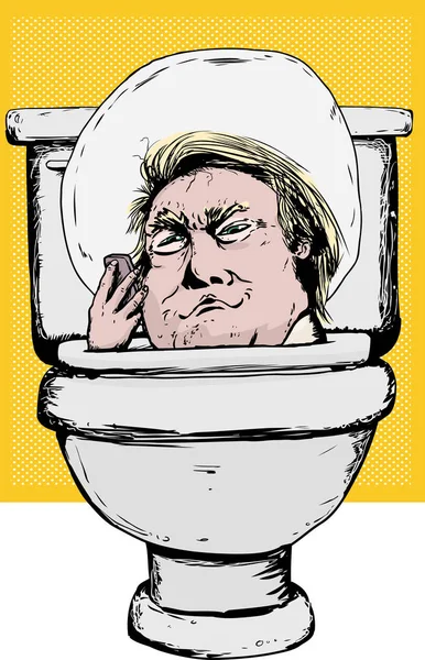 Donald Trump sonriente en el inodoro — Vector de stock