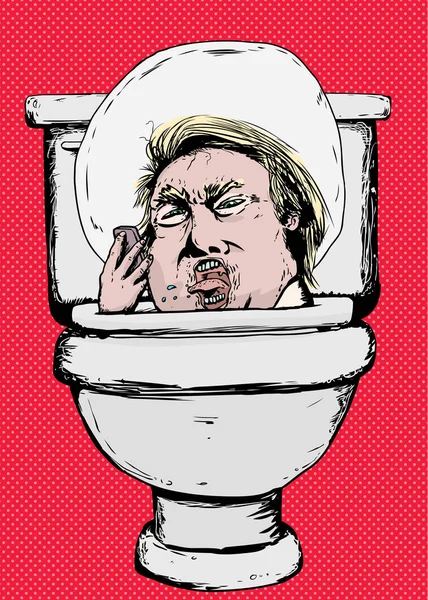 Donald Trump furieux criant dans les toilettes — Image vectorielle