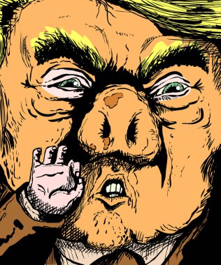 Orange domuz burunlu Donald Trump derili