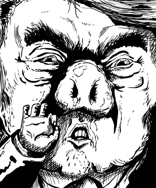 Donald Trump esquissé avec nez de porc — Image vectorielle