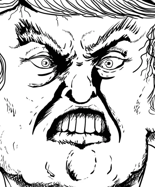 Plan rapproché extrême sur la lèvre mordante de Donald Trump — Image vectorielle