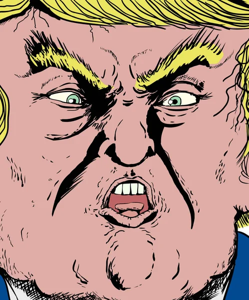 Extremo acercamiento a Donald Trump gritando — Vector de stock