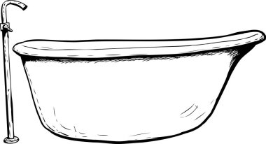 Banyo küveti yan görünüm özetlenen