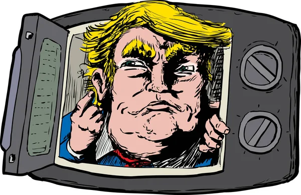 Donald Trump dalam microwave Oven - Stok Vektor