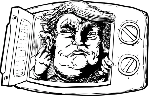 Esbozó Donald Trump en un microondas — Archivo Imágenes Vectoriales