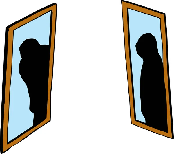 Тіньова фігура в дзеркалах — стоковий вектор
