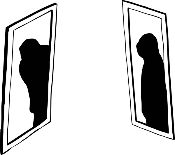 Shadowy figure dans les fenêtres — Image vectorielle