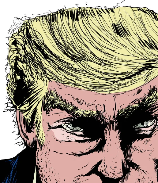 Donald Trump visage en gros plan — Image vectorielle