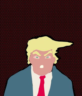 Gözleri ve sıkışık diş soyut Trump