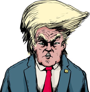 Donald Trump üzerinde beyaz kabarık saç modeli