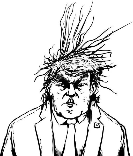 Donald Trump esquissé avec des cheveux éblouis — Image vectorielle