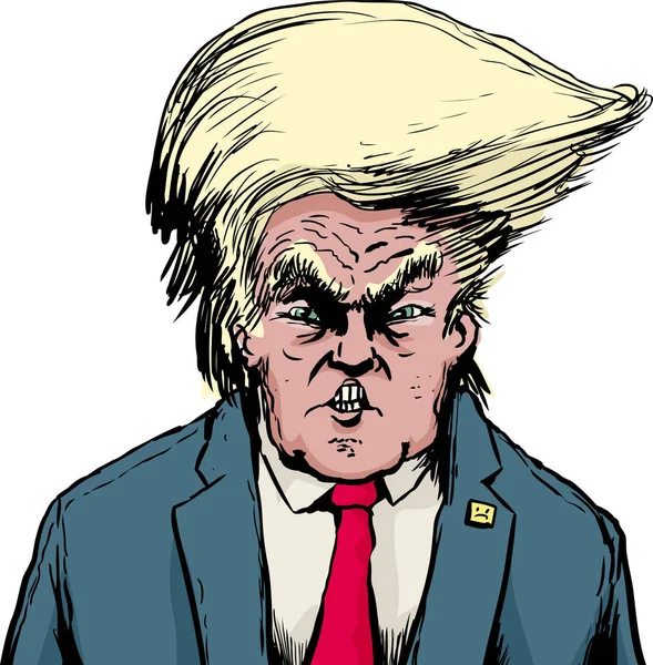 Donald Trump en Bouffant Hairdo Over White — Vector de stock