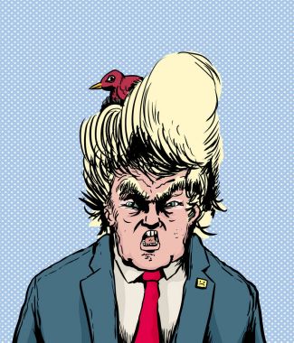 Kuş Donald Trump saç modeli içinde iç içe geçirme