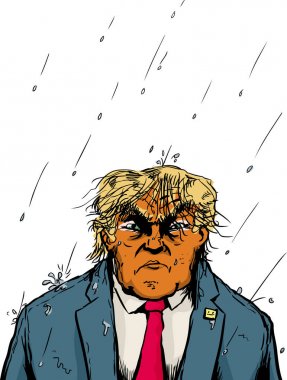 Yağmurda ıslak turuncu Trump iliklerine