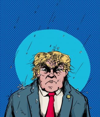 Yağmurda ıslak Trump iliklerine