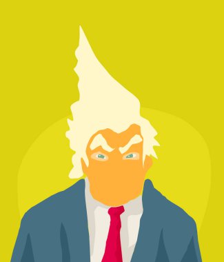 İşyerindeki ile soyut turuncu Trump karikatür