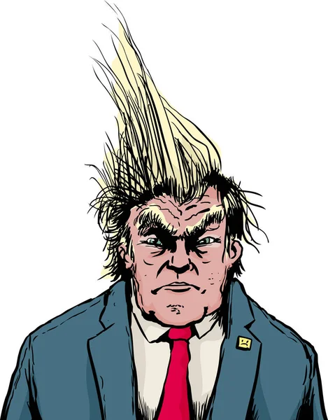 Trump fronçant les sourcils avec des cheveux pointillés — Image vectorielle