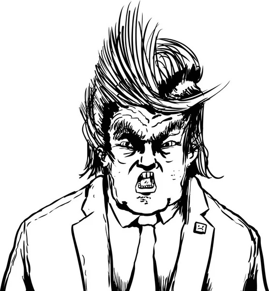 Hollering Trump con el pelo separado raro — Vector de stock