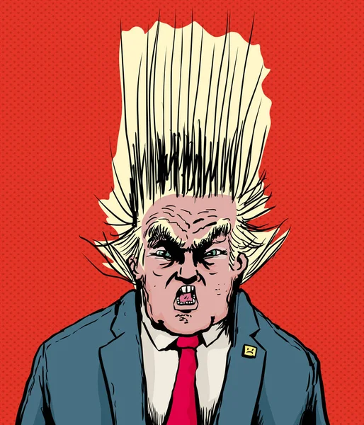 Trump yukarı doğru uçan saçlı çığlık — Stok Vektör