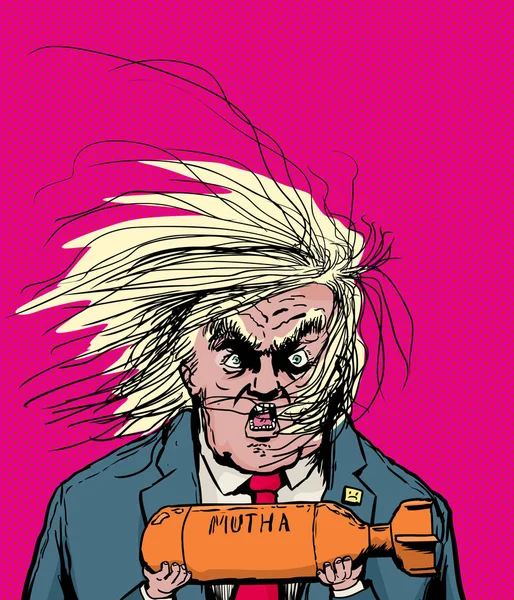 Donald Trumpf mit orangefarbener Bombe — Stockvektor