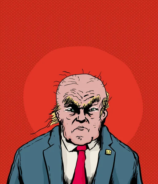 Balding Donald Trump avec froncement de sourcils — Image vectorielle