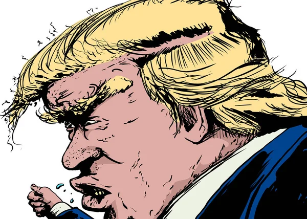 Caricatura de Donald Trump enojado — Vector de stock