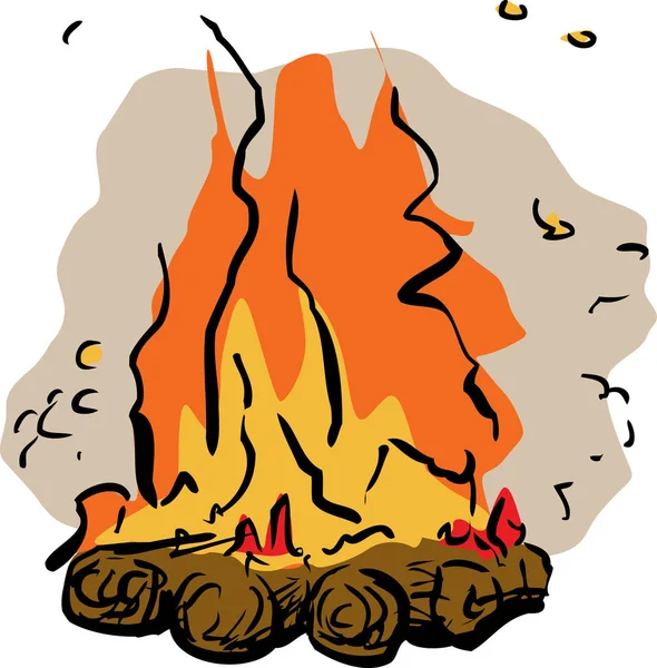 Kampvuur met vlammen — Stockvector