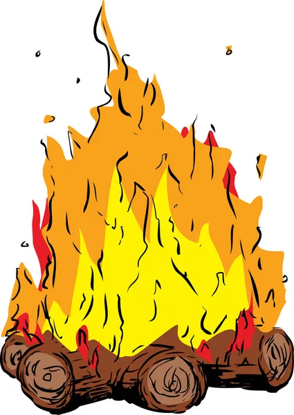 Lagerfeuer oder Lagerfeuer mit heißen Flammen — Stockvektor