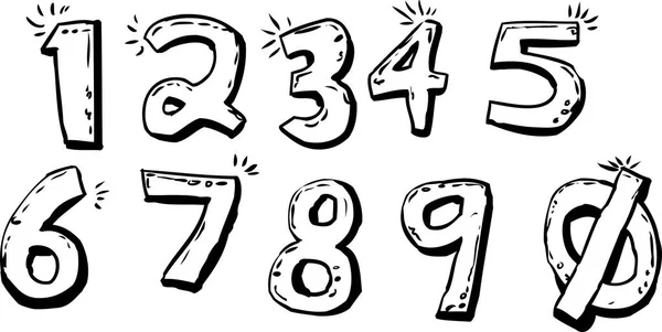 Outined uppsättning glänsande cartoon siffror — Stock vektor