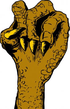 İzole kahverengi kertenkele yumruk sıkılı