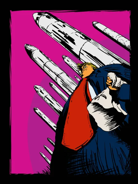 Redactioneel Cartoon van Donald Trump met Kkk kap — Stockvector